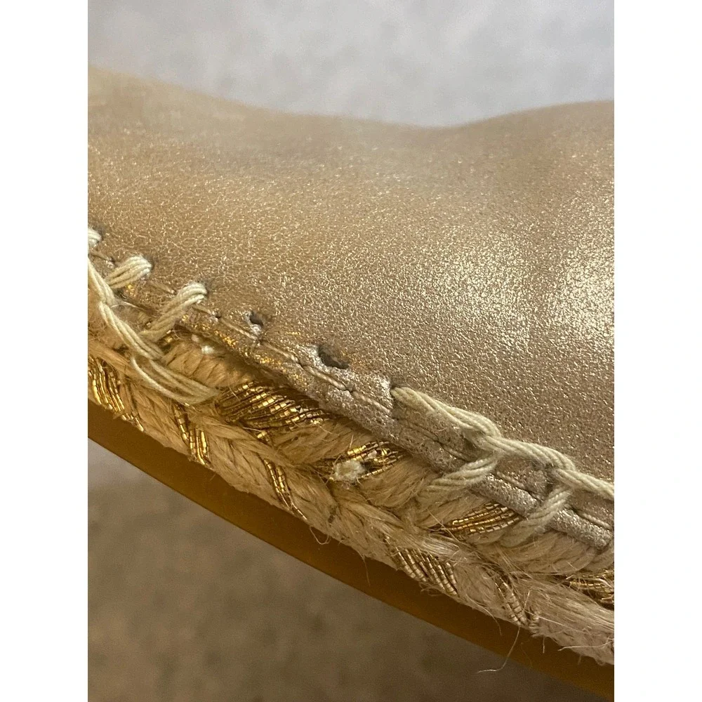 Coach Casey Espadrille Flats Metallic Leather Rose Gold Womens Shoes Size 6B